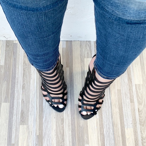 Black Cage Buckle Strap High Heel - Picture 4 of 8